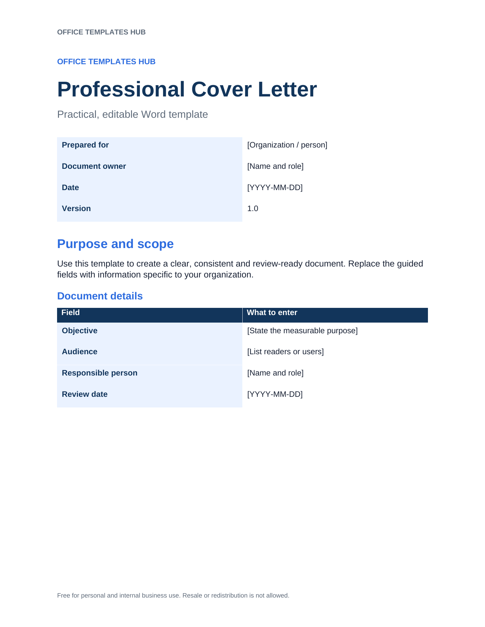 Professional Cover Letter
