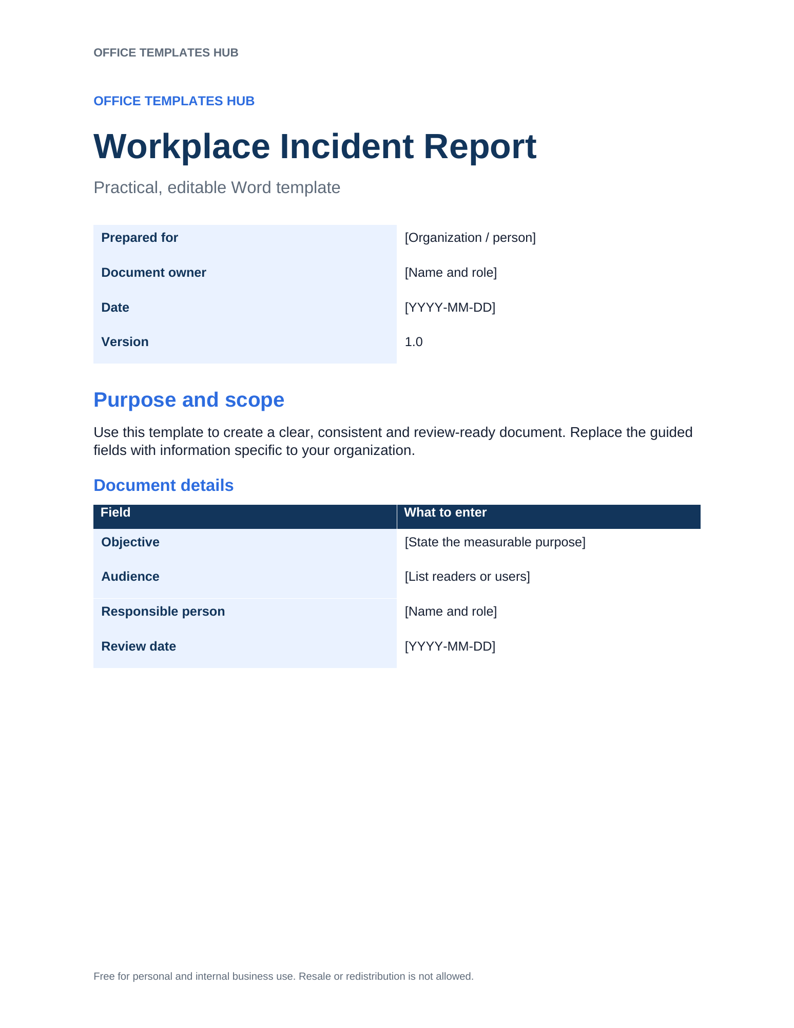 Workplace Incident Report