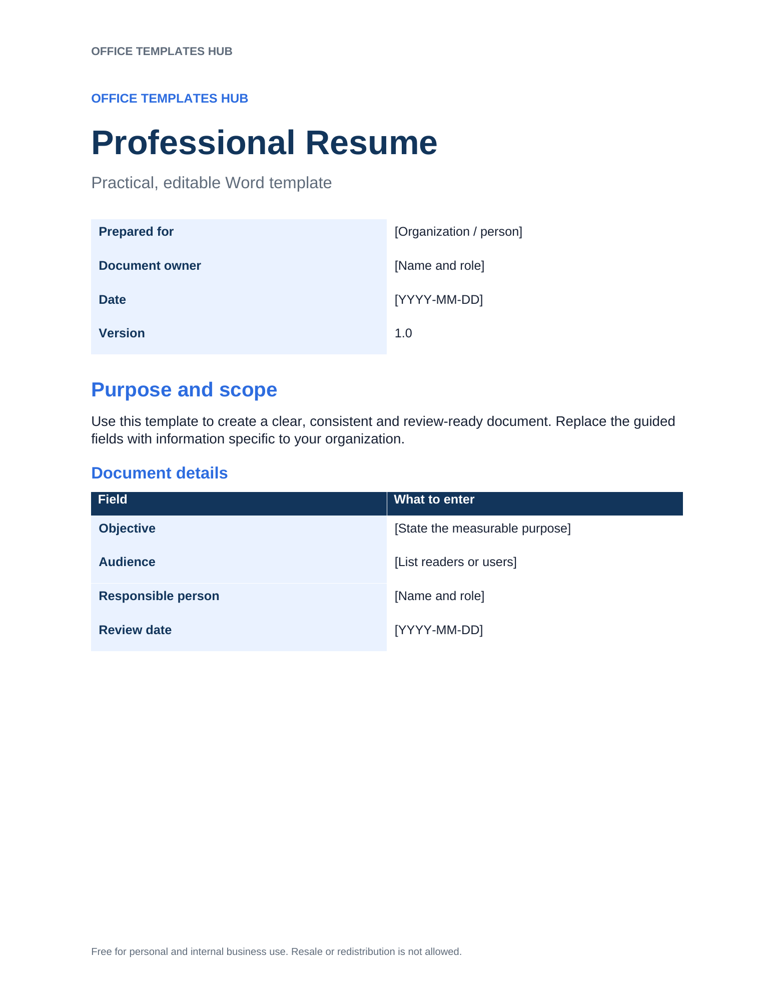 Professional Resume